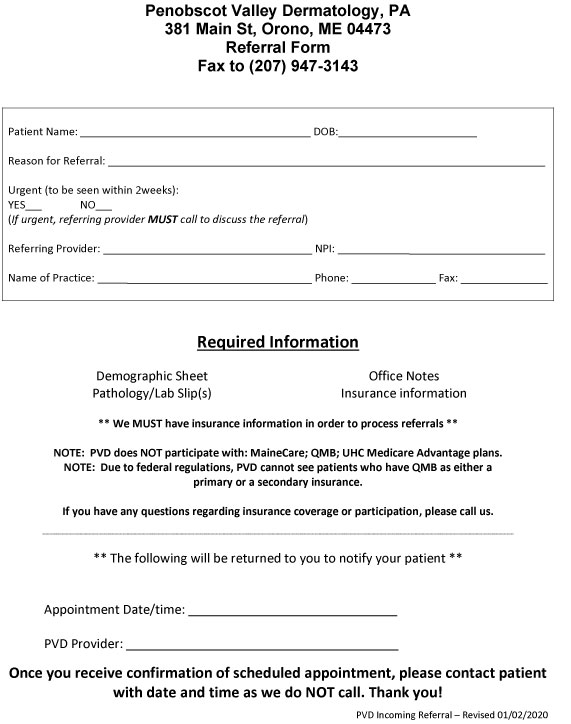 MD Patient Referral Form